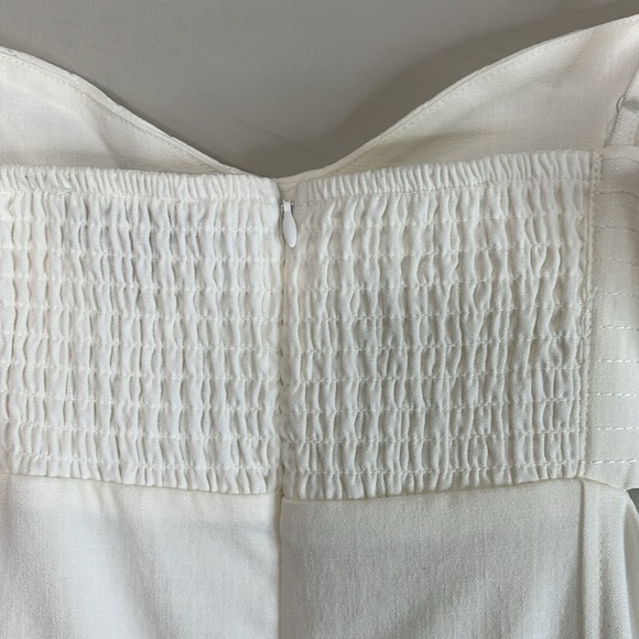 Dynamite NWT Cutout Flare Mini Dress Ivory Smocked Slub Sweetheart Neckline M - Picture 9 of 12